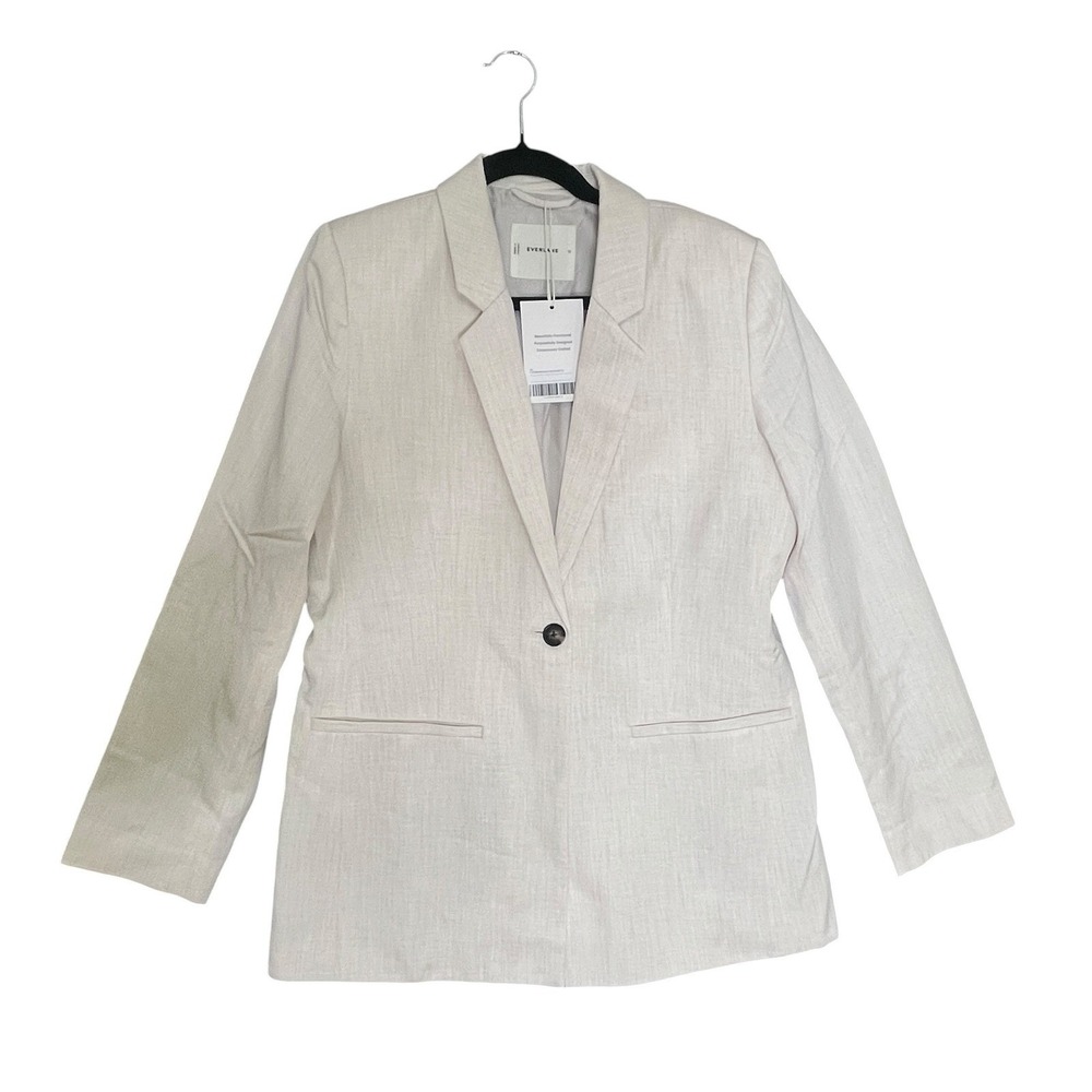 Everlane Womens Relaxed Blazer Buttersmooth Heathered Oat Sz 12 NWT Neutral Chic